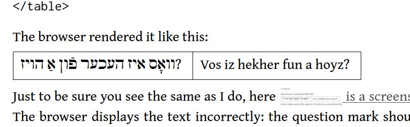 Yiddish phrase with the question
        mark at the wrong side