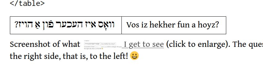 Yiddish phrase with the question
	mark at the right side (i.e. to the right!)